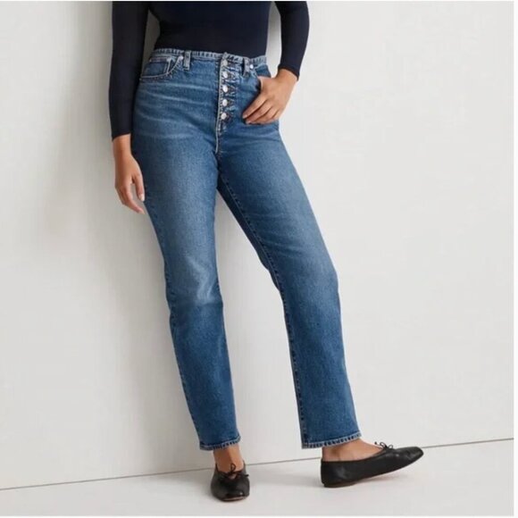 Madewell The '90s Straight Jean in Liola Wash Binded-Waist no-waist size 30 - Picture 4 of 16
